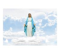 Aoihrraan 5x3ft Heaven Backdrop Mother Mary God Bless Angel Blue Sky White Clouds Paradise Photography Background Adults Church Event Easter Baptism Pray Decoration Photo Studio Props
