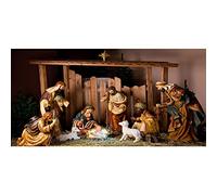 Aoihrraan 6x3m Birth of Jesus Backdrop Christ Religion Manger Figurines Virgin Mary Little Sheep Holy Night Nativity Photography Background Christian Holy Family Baby Jesus Nativity Photo Props