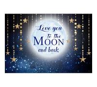 Aoihrraan 6x4ft Love You to The Moon and Back Backdrop Twinkle Little Shining Gold Stars Dark Sky Night Photography Background Gender Reveal Baby Shower Birthday Party Decoration Photo Studio Props