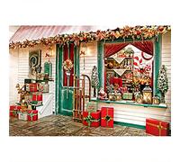 Aoihrraan 7x5ft Christmas Backdrop Xmas Tree Christmas House Snow Town Red Gift Photography Background Baby Shower Happy New Year Holiday Party Decoration Banner Portrait Photo Studio Props