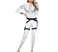 AOIKE Black Widow Costumes Girls Cosplay Jumpsuit Womens Halloween Bodysuit Christmas Fancy Dress Suit Stage Show Onesies (Color : White, Size : Adults/S)