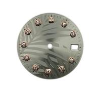 AOIMBNQC 1pc 28.5mm Leaf Patterns Watch Dial for NH35 NH36 Movement Crystal Index Face Replacememt Grey