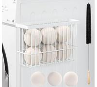 Aoipend Magnetic Dryer Ball Holder and Laundry Organizer - Magnetic Lint Container For Dryer and Laundry Room with Strong Magnets, Dryer Ball Container ( 3 Wool Balls) (white)