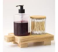 Aoipend Wooden Soap Tray for Kitchen Bathroom Counter Wood Pedestal Riser Stand Display Sink Tray Decor Plant Holder for Soap Dispenser Cake Vanity Jewelry Candle Home Decorative Small