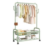 aoiuaoeniu Clothes Rail Metal Clothes Rail with Wheels with Hooks Clothes Rail with Shelves Hold up to 100 kg Sturdy and Big Clothes Rack for Bedroom Office Shop 100/120CMx32CMx166CM