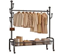 aoiuaoeniu Coat Rack Free Standing Hanger with Shoe Rack Sturdy Hook Rack Multifunctional Entryway Storage Shelf Holds up to 100 kg Industrial Design for Home/Office/Hallway 100cmx35cmx172cm