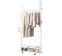 aoiuaoeniu Metal coat rack, Clothes Rails For Bedroom, Coat Rack on Wheels, with hooks, with Solid Storage Basket, Modern Design, Industrial Hall Tree, for Entryway : 60/80/100CMx30CMx174CM