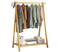 aoiuaoeniu Wooden Clothes Rail with Shelves and Single Rail - Foldable Wooden Clothes Rail - 150CM High-Width:60CM - Industrial Coat Clothing Hanger Storage - for Entryway Hallway Living Room