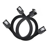 Aoiutrn SATA Cable III, 2 Pack 90 Degree Right Angle to Straight &Straight to Straight 6Gbps 7pin SATA 3.0 Data Transmission Cord with Locking Latch for Hard Drive SSD (2 Black)