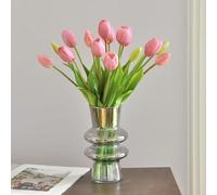 Aoivrb 15pcs Artificial Tulip Flowers, Real Touch Latex Tulip Bouquets, Fake Tulip Bouquets for Wedding Parties Home Kitchen Shop Garden Decorations (15, Light Purple)