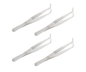 Aoje-Link Stainless Steel Tweezers with Curved Serrated Tip Sewing Machine Electronic Repair Tweezers Pliers Multi-Purpose Tweezers Tool Pliers Silver 4pcs