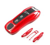 Aojezoor Carmine Key Fob Cover Compatible with Porsche Key Shell Key Fob Shell Replacement Compatible with Porsche Cayenne Panamera 911 718 Macan Boxster Cayman
