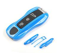 Aojezoor Shark Blue Key Fob Cover Compatible with Porsche Key Shell Key Fob Shell Replacement Compatible with Porsche Cayenne Panamera 911 718 Macan Boxster Cayman