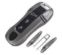 Aojezoor Space Gray Track Style Key Fob Cover Compatible with Porsche Cayenne 2018-2025 Panamera 2017-2024 911 2019-2023 Taycan 2019-2024 Compatible with Porsche Key Cover