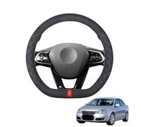 Aojiek Black Suede Steering Wheel Cover for Jetta MK5 2005-2010 D-Shape Non-Slip Leather with Silicone Inner Ring Breathable Car Interior Accessories,D-Red