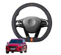 Aojiek Black Suede Steering Wheel Cover for Kuga/Escape 2020-2023 D-Shape Non-Slip Leather with Silicone Inner Ring Breathable Car Interior Accessories,C-Orange