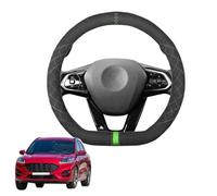 Aojiek Black Suede Steering Wheel Cover for Kuga/Escape 2020-2023 D-Shape Non-Slip Leather with Silicone Inner Ring Breathable Car Interior Accessories,F-Green