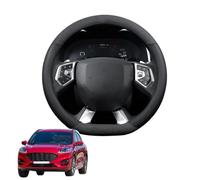 Aojiek Black Suede Steering Wheel Cover for Kuga/Escape 2020-2023 D-Shape Non-Slip Leather with Silicone Inner Ring Breathable Car Interior Accessories,B+Leather