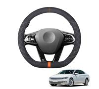 Aojiek Black Suede Steering Wheel Cover for Passat B8 2016-2023 D-Shape Non-Slip Leather with Silicone Inner Ring Breathable Car Interior Accessories,C-Orange