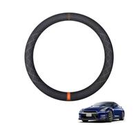 Aojiek Suede Steering Wheel Cover for GT-R R35 2008-2019 Round Shape Non-Slip Leather with Silicone Inner Ring Breathable Car Interiors Black,C-Orange