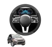 Aojiek Suede Steering Wheel Cover for Kuga/Escape 2008-2012 Round Shape Non-Slip Leather with Silicone Inner Ring Breathable Car Interiors Black,B+Leather