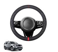 Aojiek Suede Steering Wheel Cover for Pathfinder R51 2005-2019 Round Shape Non-Slip Leather with Silicone Inner Ring Breathable Car Interiors Black,D-Red