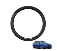 Aojiek Suede Steering Wheel Cover for Scala 2019-2024 Round Shape Non-Slip Leather with Silicone Inner Ring Breathable Car Interiors Black,G