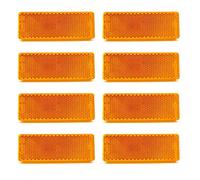 AOJO 8 PCS Orange Rectangle Plastic Reflectors with Adhesive, Stick-on Safey Signal Reflector for Car, Trailers, Trucks, Caravans, Van, Garage, Deck, Fence, Gate-post(8.5 * 3 * 0.7cm)