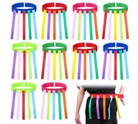 AojSup 10 Pcs Catch Tail Game Belt Set with 50 Colorful Tails - Ultimate Field Day Games Equipment for Outdoor Parties, Carnivals and Family Gatherings (5 Vibrant Colors)