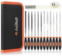 AojSup 13Pcs Needle File Set, Mini Metal File Set with Carrying Case, 6Pcs Carbon Steel File&6Pcs Diamond File&1Pcs Wire Cleaning Brush, Needle File Tool Set for Metal, Wood, Ceramics, Leather, etc.