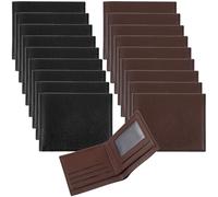 AojSup 16 Pcs Leather Wallet for Men Blocking | Extra Capacity Bifold Wallet with 2 ID Windows Ultra Strong Stitching | Slim Billfold with 6 Card Slots | Gift for Him, DIY Engraving