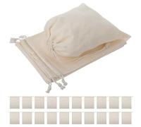 AojSup 24 Pcs Cotton Drawstring Bags, Natural Cotton Muslin Bags with Drawstring Closure - Reusable White Breathable Fabric Pouches for Gift Packaging, Wedding Favors & Storage (8 x 10 inch)