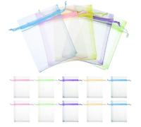 AojSup 500 Pcs Organza Bags Bulk, 3 x 4 Inch Small Drawstring Favor Mesh Pouches for Jewelry Bracelets Christmas Candy Wedding Party Favor Gift (Mixed Color)