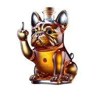 AOJUIGO Funny French Bulldog Whiskey Bottle,middle finger statue whiskey decanter,Unique Wine Decanter decanter sets for men,empty wine bottle Home Bar Decoration (Type A)