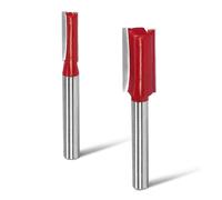 AOKAIMIAR 2pcs Double Flute Straight Router Bit with 1/4" Shank, Carbide Tipped Plunge Router Bit - 1/4" x 20mm and 1/2" x 25mm (Cutting Dia x Cutting Length)