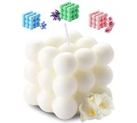 Aokala Scented Bubble Cube Candles, Candles for Home Decor Scented, 5.4 oz Soy Wax Aromatherapy Candle, Aesthetic Room Decor Cute Danish Pastel Large Decorative Shaped Candles Gifts - Freesia(White)