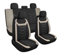 AOKAOK 3D Air-Mesh Car Seat Covers Full Set, Breathable and Split Bench Compatible Seat Covers for Cars, Universal Car Interior Covers for Most Cars Sedan Truck SUV(Black/Beige)