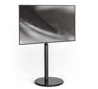 AOKCOS Aluminum Grille Rolling TV Stand for 32-65 inch TVs up to 88lbs, Height Adjustable TV Mount with Hand Crank, Swivel and Tilt Mobile TV Stand with Wood Base