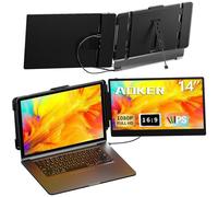 AOKER Portable Screen Extender, 14 Inch Portable Monitor for Laptop FHD 1080P IPS Dual Monitor, HDMI/USB-A/USB-C Plug-Play Portable Monitor Accessory for Windows, Chrome, Mac and NS