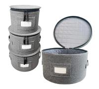 Aokeyee Storage Containers Hard Shell Box for Moving Dishes, Plate, Saucers, Dinnerware Quilted Organizer Dividers for Packing Fine China Storage Containers, Grey