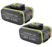 Aokicase 20 V Replacement Battery for Worx, Cordless Power Tools Battery for Worx, WA3551 / WG169 / WA3516 / WX372 Lithium-Ion (6000 mAh, 2 Pack)