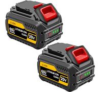Aokicase Replacement Battery for Dewalt 20V/60V, Compatible with DCB200/DCB203/DCB204/DCB205/DCB206/DCB209/DCB180/DCB182/DCB183/DCB184/DCB185/DCB606/DCB609 (6) 0000mah2 Packs) Black