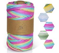AOKISY Macrame Cord 3mmx100yd 100% Cotton Ombre Macrame Rope Cord for Plant Hanging Wall Hanging DIY Handmade Braided Bags Wall Hanging Dreamcatcher Christmas Crafts Knitting-Rainbow