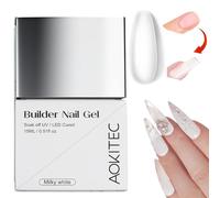 Aokitec 7-in-1 Builder Gel: 15ML Building Gel for Nails Polish For Strengthener,Extension,Rhinestone,Base Coat,False Tips Glue With Brush for Toe Art DIY