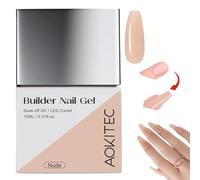 Aokitec 7-in-1 Builder Nail Gel:15ML Building Nail Polish For Strengthenerl,Extension,Rhinestone,Base Coat,FalseTips Glue in a Bottle With Brush Soak Off UV LED