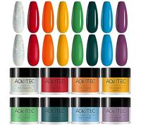 Aokitec 8 Colors Dip Powder Set, French Dipping Acrylic Powder Pro Collection System Nail Art Starter Manicure Salon DIY at Home, Odor-Free & Long-Lasting, No Nail Lamp Curing