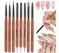 Aokitec 8PCS Nail Art Brushes Set with Fine Liner & Dotting Pen