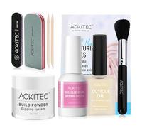 Aokitec 9 PCS Dip Powder Nail Repair Kit for Broken Natural Nails: Clear Nail Dipping Powder Nail Glue Cuticle Oil Hand Mask, Quick Nail Hardener Nail Strengthener Treatment for Nail Repair Nail Care
