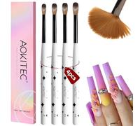 Aokitec Acrylic Nail Brush Set - 4-Piece Kolinsky Nail Brush Kit (Sizes 8, 10, 12, 14) for Acrylic Powder, Application, Extension & Carving
