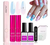 Aokitec Gel Nail Polish Kit with UV Lamp: Blue and Pink Gel Nail Polish Set with UV Light for Gel Nails & Base and Top Coat Starter Set for Manicure French DIY at Home Travel Gifts for Women